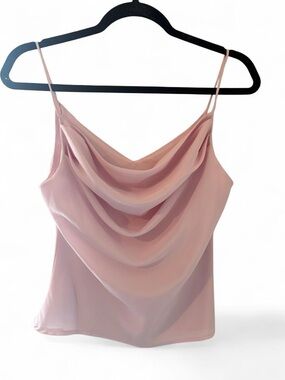 Vintage Light Pink Draped Cowl Neck Slip Tank Top